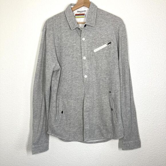 Slvdr Jacket Mens Medium Gray Shirt Jacket Shacket Zip Chest Pocket Lined Snaps - Picture 1 of 16